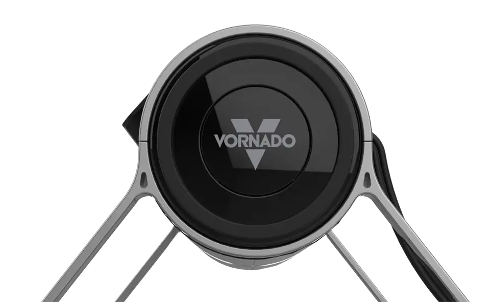 airbar side view horizontal tower fan withe the Vornado logo shown.