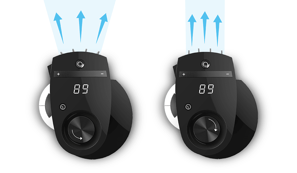 Top view of two NGTDC tower circulator's showing the Versaflow options with blue arrows