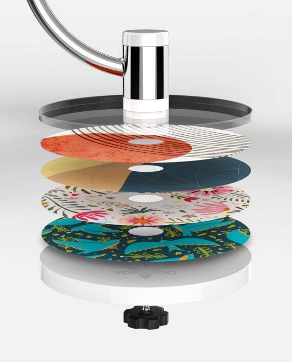 Pivot3U Compact Air Circulator Discs. These discs have art on them and go under the clear top base of Pivot3U.