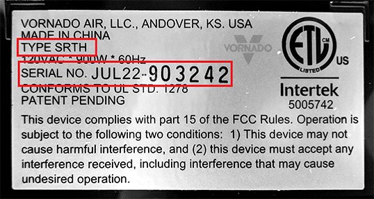 Example Product Label with Serial Number