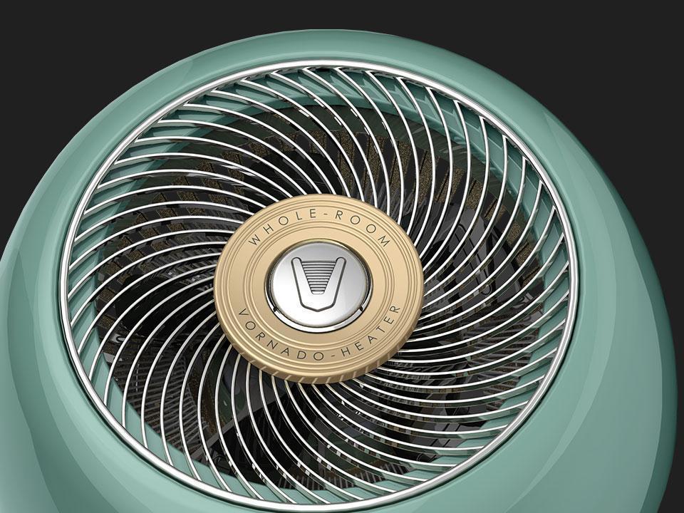 Closeup of a Green Vheat Whole room vintage heater