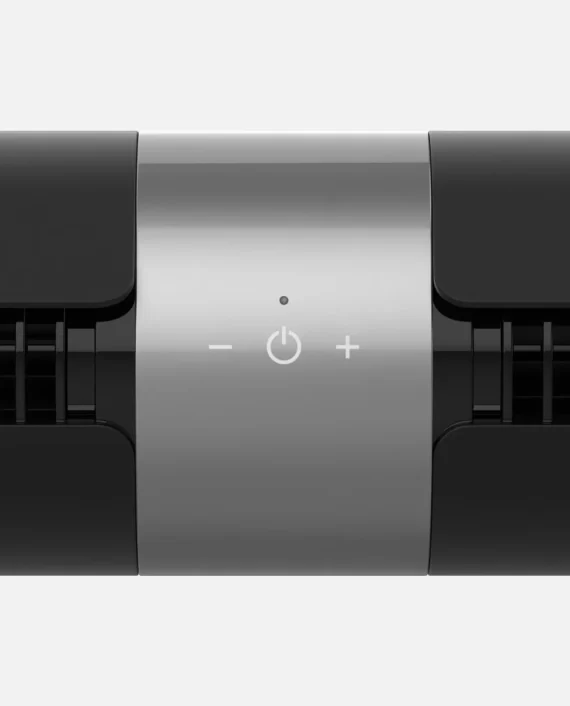 Closeup horizontal view of Vornado AIRBAR 4 tower fan's controls